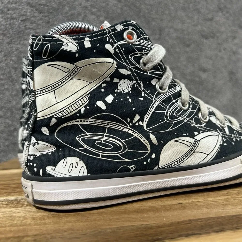 Converse Boys CTAS Kids Size 3 Black White Space Odyssey Athletic Shoes Used